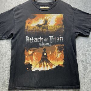 Attack On Titan Shirt Mens Large Black Fade Anime Graphic Ripple Junction Manga